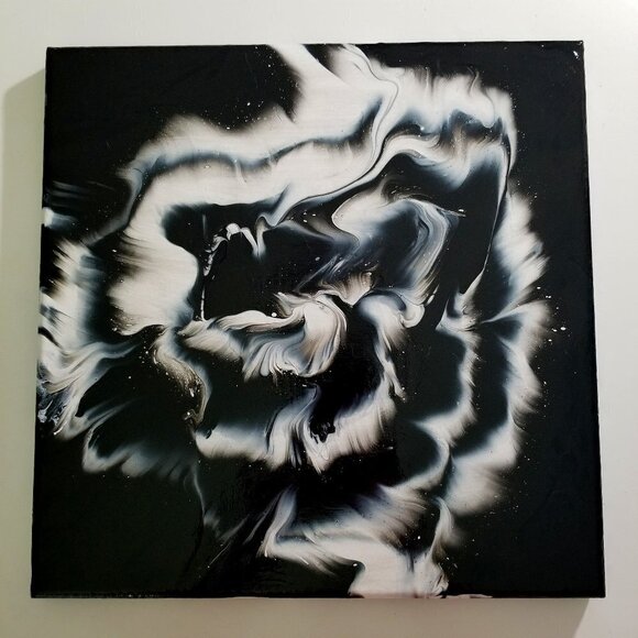 Black and White Abstract "Flower" Original Painting - Picture 2 of 4